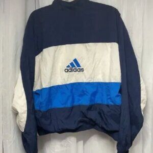Vintage 90's Adidas Windbreaker Jacket Embroidered Spellout 3 Stripes Sz xL RARE